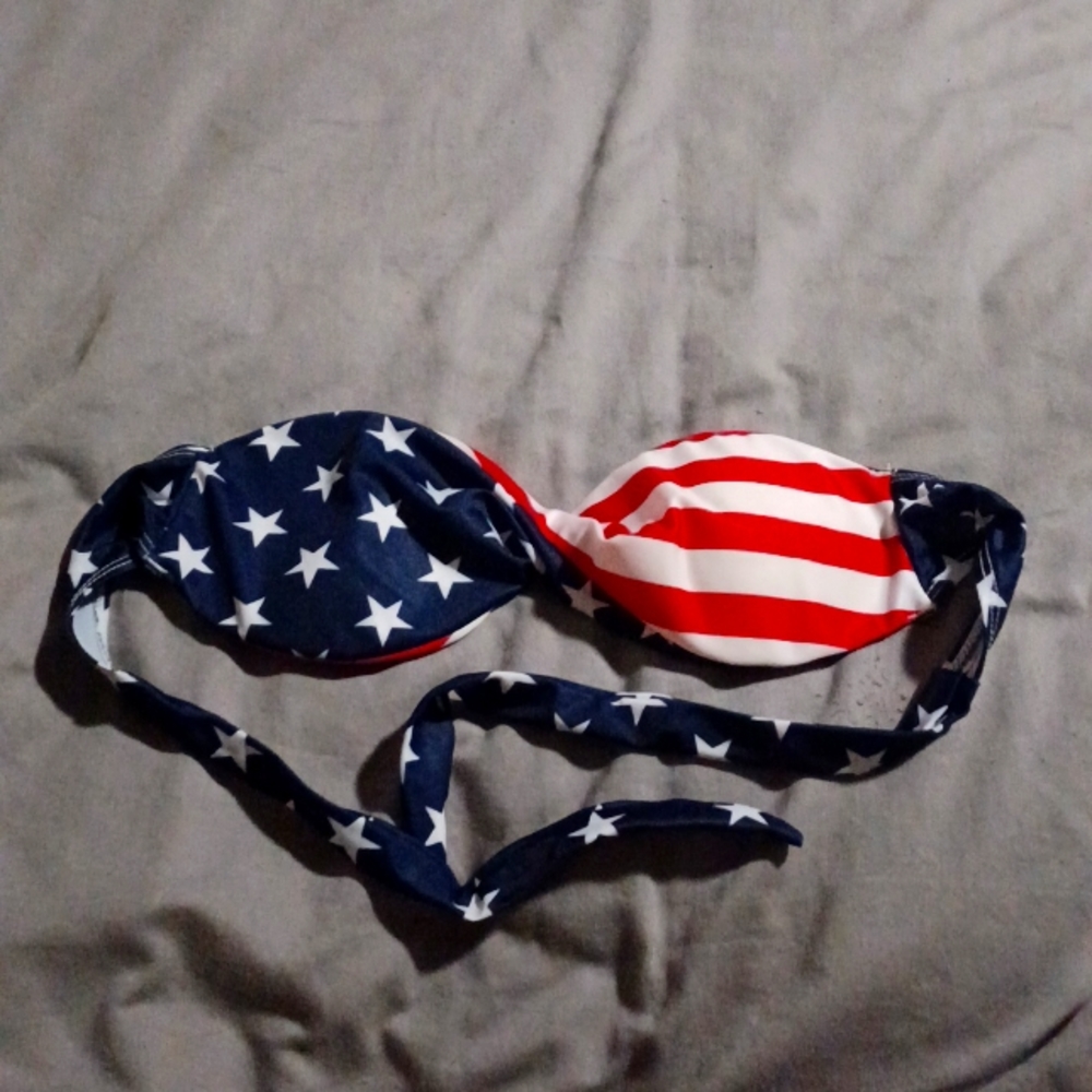 American flag strapless bathing suit top